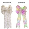 thumbnail image 2 of 2Pack Christmas Tree Topper Bow,11.8 x 15.4 inch Burlap Lighted Bow Xmas Wreath Burlap Bow LED Lights Bow Winter Door Wall Decor Christmas Tree Topper for Indoor Outdoor Winter Xmas Decoration, 2 of 9