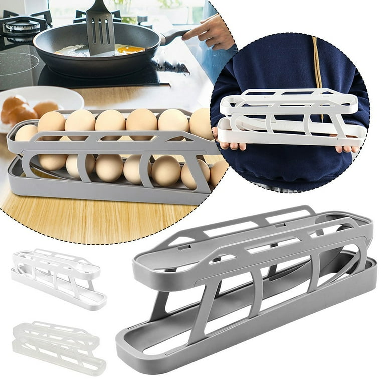 2 Tier Rolling Egg Dispenser, Space-Saving, Durable, Storage Container for  Fridge, Pantry, Holds 12-14 Eggs, Gravity-Fed Design - Shopmart