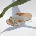thumbnail image 2 of SEAOPEN Women's Bow Summr Flat Sandals Open Toe Sandals Slip On Slides Size 6.5 Gray, 2 of 3