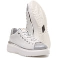 thumbnail image 5 of Replay Aromas Women's Lace Up Leather Glitter Platform Sneakers In White Size 7, 5 of 6