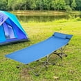 thumbnail image 4 of Costway Folding Camping Cot Heavy-Duty Outdoor Cot Bed w/ Side Storage Pocket Blue, 4 of 10