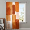 thumbnail image 4 of Burnt Orange Geometric Sheer Curtains 63 Inches Long, Watercolor Ombre Modern Abstract Art Light Filering Curtains, Breathable Simi Curtain Privacy Drapes for Living Room Bedroom Window Treatment, 4 of 9