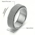 thumbnail image 4 of Fashionable Men's Stainless Steel Rotating Ring - 8mm Silver Chain Braided Mesh Design, Trendy Men's Ring Jewelry,Black-Size 7, 4 of 10