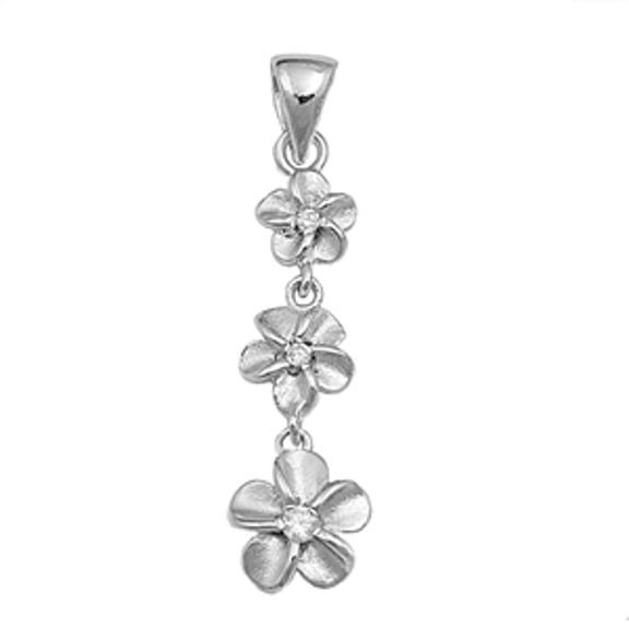 Long Journey Plumeria Dangle Pendant .925 Sterling Silver Hanging Flower Charm Jewelry Female Unisex