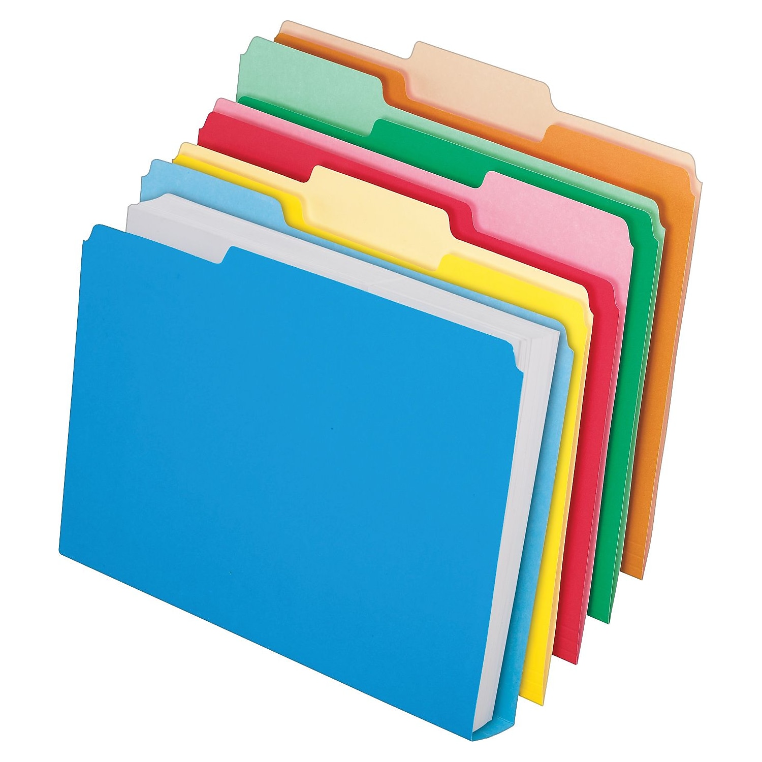 Pendaflex 54460EE 1/3-Cut Tabs: Assorted Letter Size Double Stuff File Folders - Assorted Colors (50/Pack)