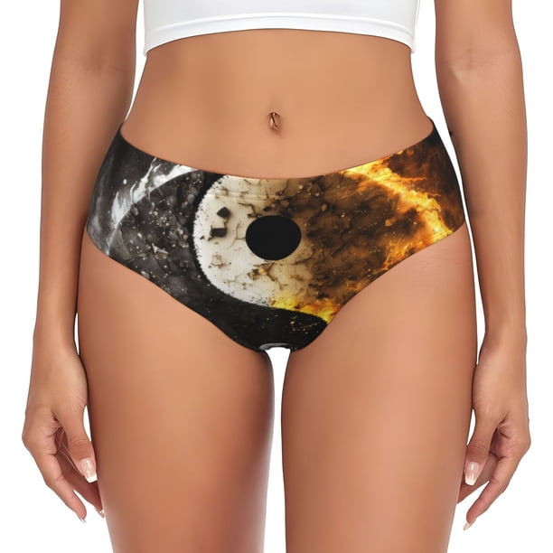 Balery Yin Yang Ropa Interior de Algodón para Mujer con Dibujo – Braguitas Cómodas y Elásticas, Estilo Clásico-Large