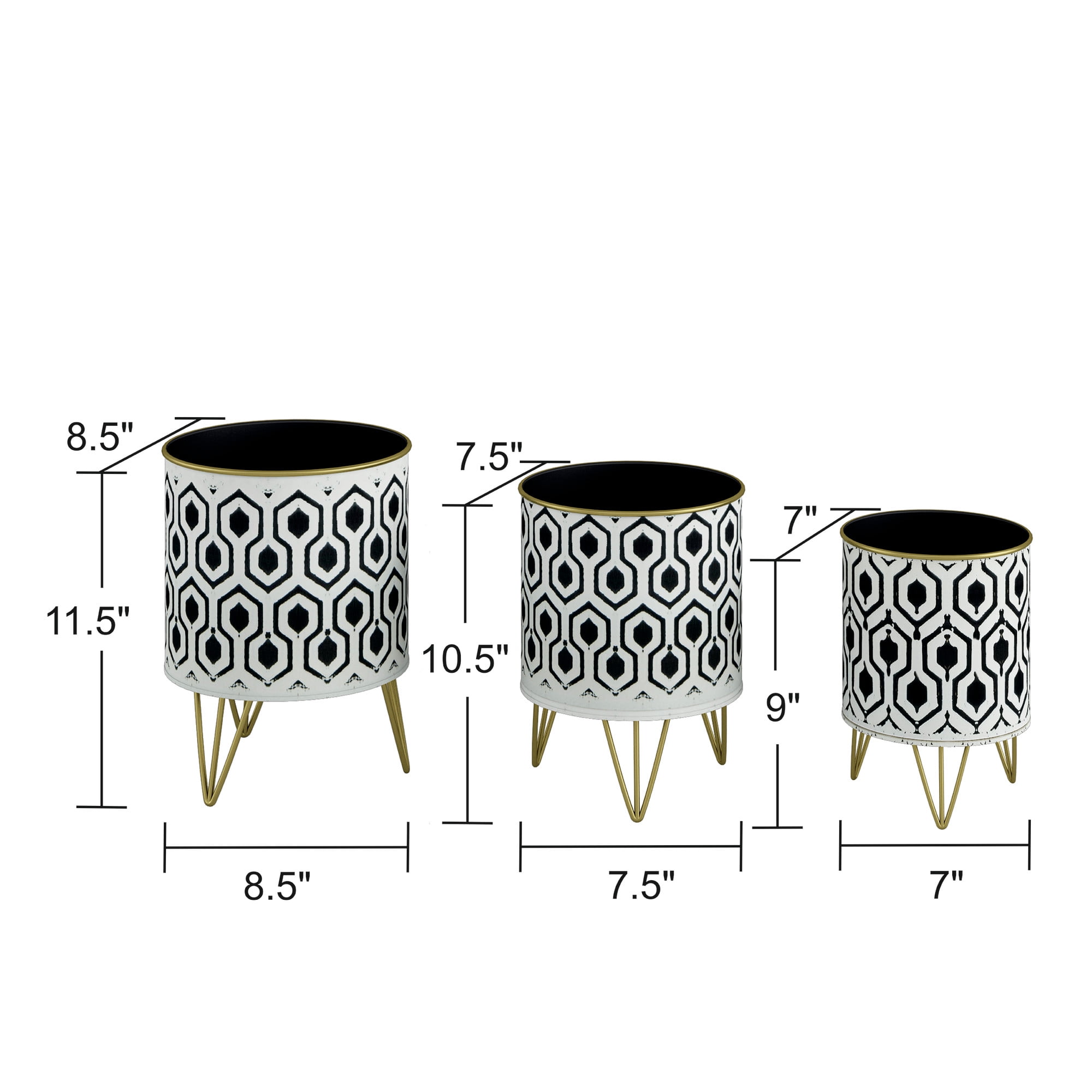 Andrey Round Metal Modern Indoor Pot Planters (Set of 3)