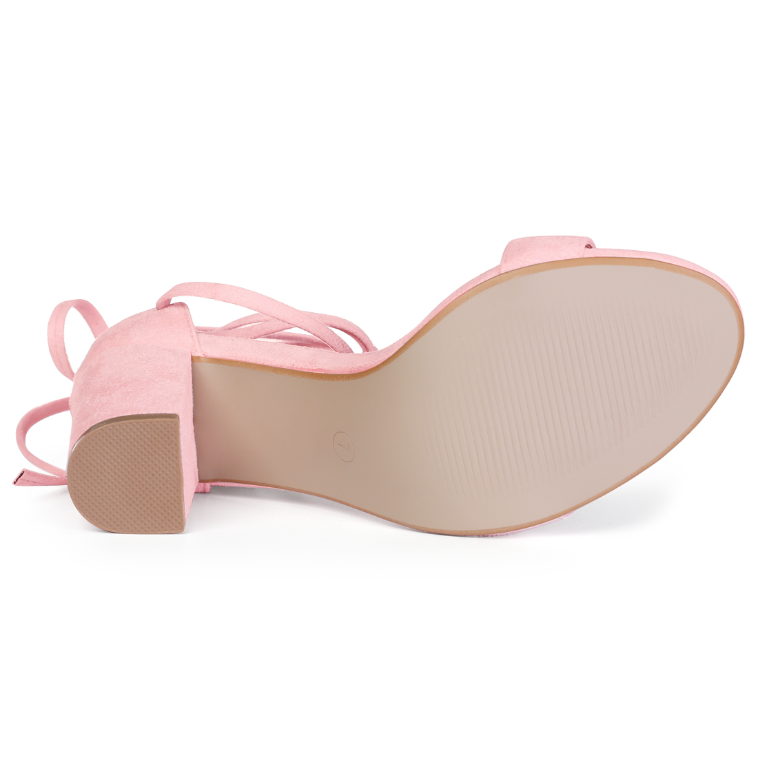 DARING DIVA Women's Lace Up Chunky Strappy High Heels Sandal Light Pink 9