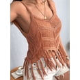 thumbnail image 6 of Women'S Fringe Camis Western Cowgirl Tassel Tank Tops Sleeveless V-Neck Crochet Top Spaghetti Straps Vest Amber Color L, 6 of 9