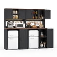 thumbnail image 4 of Homieasy 2-Piece Beverage Station Set - Mini Fridge Cabinet & Coffee Bar with Charging Hub, LED Light, Microwave Shelf & Wine Storage, Perfect for Kitchen, Dorm & Office,Black, 4 of 6