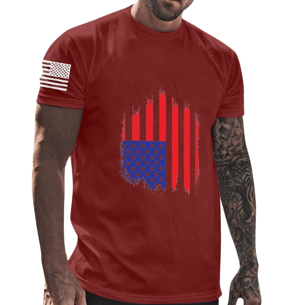 Mens Casual Pantalones Cortos Cuello Redondo Gradación Impresión Suéter Camiseta, Blusa Deportiva de Fitness para Hombres