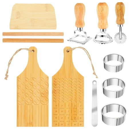 

AEVXKHI Gnocchi Pasta Making Tool Set Ergonomic Wood Gnocchi Board DIY Ravioli Stamp Maker Cutter with Roller Wheel Rolling Pin Pasta Making Accessories for Pasta Dumplings