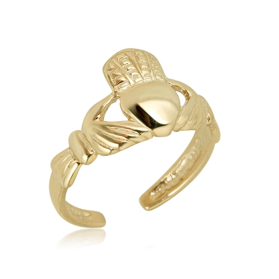 AVORA 10K Yellow Gold Adjustable Irish Claddagh Toe Ring