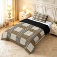 thumbnail image 2 of Manfei Retro Grid Twin Comforter Sets,Classic Plaid Bedding Set,Brown Gray,Black Reversible,2-Piece,1 Comforter and 1 Pillowcase,2-Piece,1 Comforter and 1 Pillowcase, 2 of 7