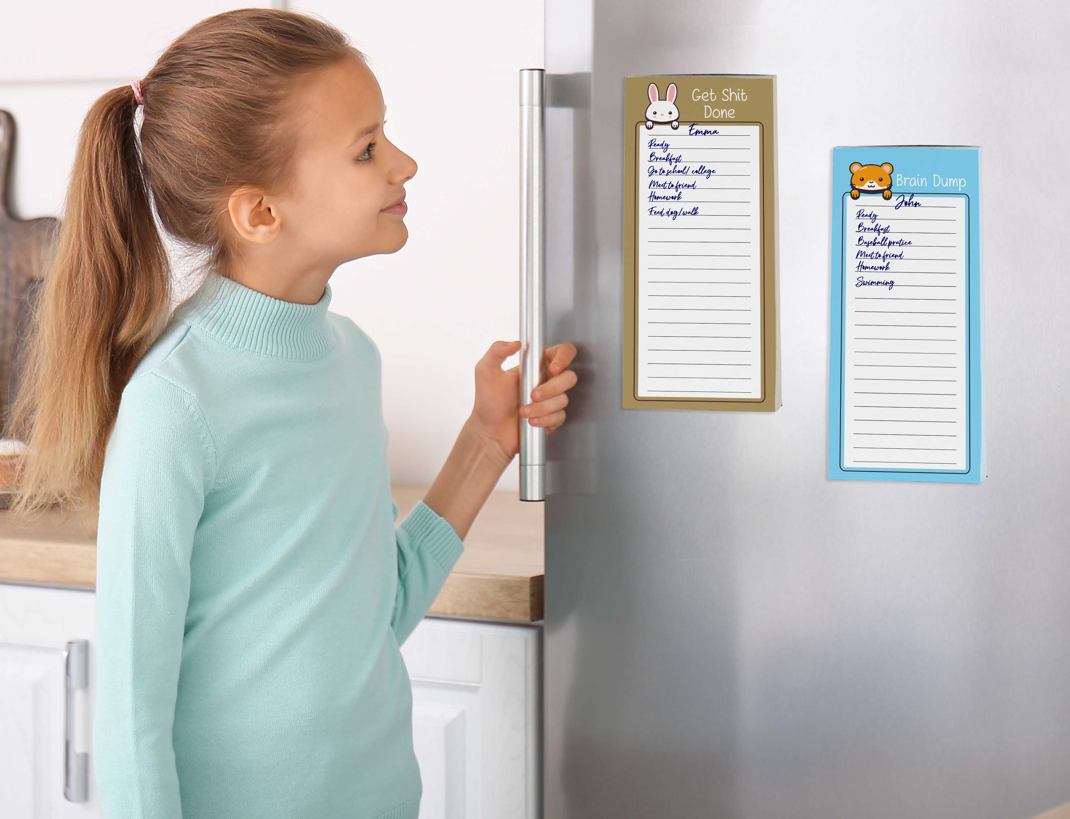 Inkdotpot Pack of 3 Magnetic Fridge To-Do List Notepads- Magnetic Memo Pads For Refrigerator-(50 Sheets Each)-NY