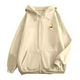 thumbnail image 5 of Fiaer Womens Christmas Hoodies Deer Graphic Full Zip up Long Sleeve Hooded Sweatshirts Oversized Drawstring Pocket Tops Beige S, 5 of 5
