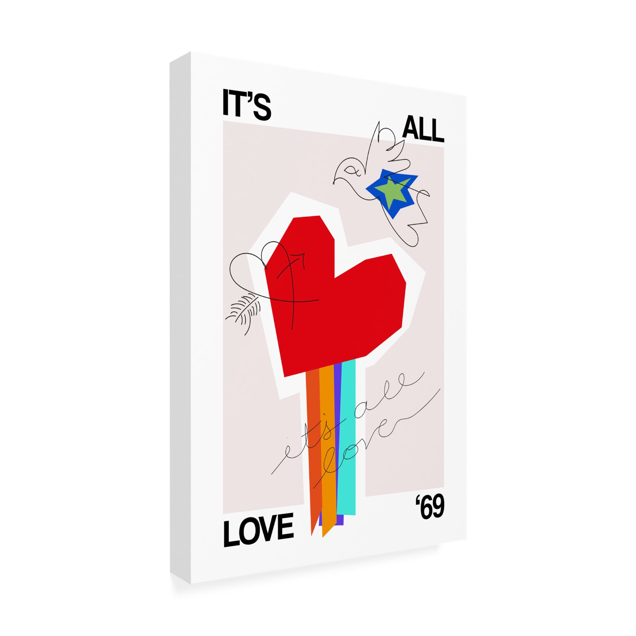 Trademark Fine Art Frances Collett It's All Love '69 Heart Greige Canvas Wall Art