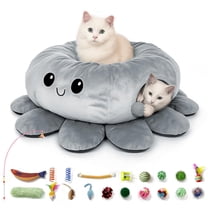 QLFYUU Octopus Shaped Cat Tunnel Bed with 20 Cat Toys Cave For Indoor Cats Gray Color