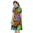 thumbnail image 2 of Bixox Robe d'Été à Manches Courtes pour Femmes, Ample, Longueur Genou, avec Poches - Style Hippie, 2 of 7