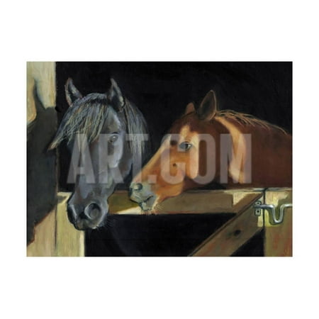 Horse Stall Gate - Two Horses At The Stall Gate Print Wall Art By joylos