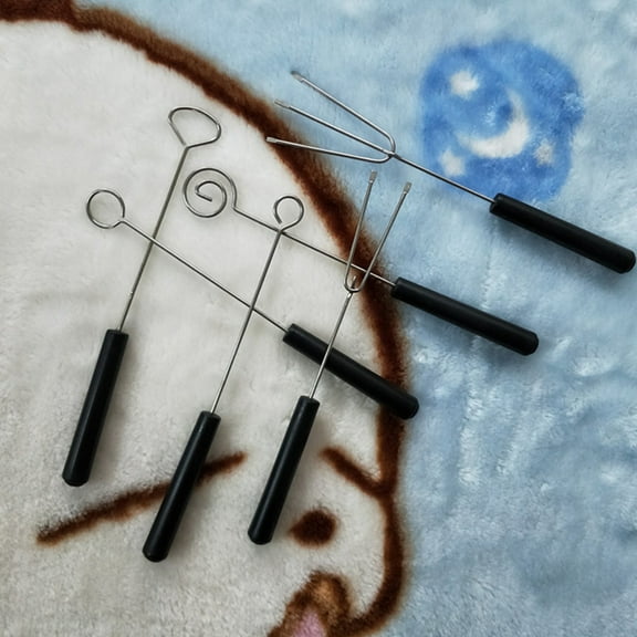 KALLORY 6Pcs Chocolate Dipping Forks Assorted Color Stainless Steel PP Handle Diy Candy Making Tools