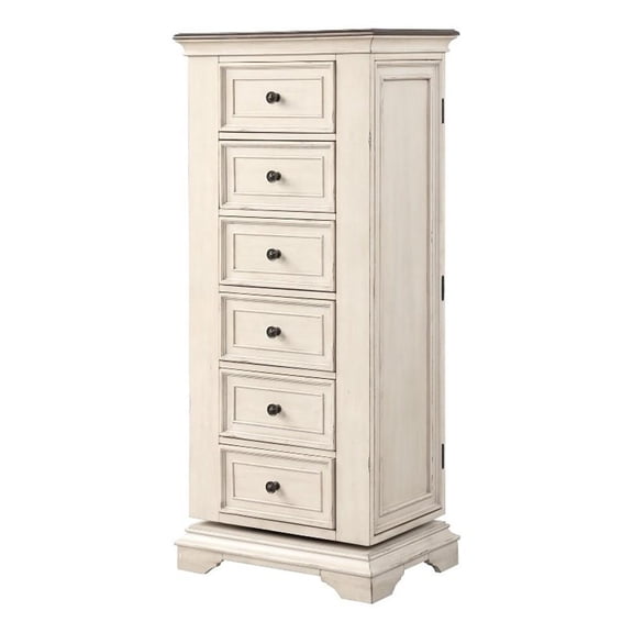 New Classic Furniture Anastasia 6-Drawer Wood Chest with Mirror, White