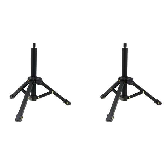 2X Portable Microphone Stand Desktop 1/4 Tripod Table Stand Adjustable Mic Stand Mic Clip Holder Bracket,2 x Microphone Stand,Black