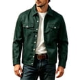 thumbnail image 4 of TKKCS Mens Trucker Jacket Casual Regular Fit Button Down Long Sleeve Outerwear Jackets with Multi Pockets Green M, 4 of 6