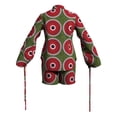 thumbnail image 4 of Bintarealwax Women 2 Piece Outfits African Print Long Sleeves Button Down Shirt Shorts Sets Business Work Fashion Set 2025, 4 of 4