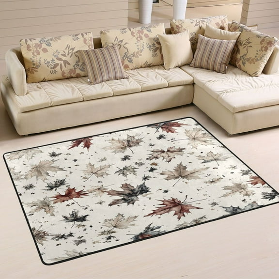 Falling Leaves Soft Polyester Area Rug 36''x24'', Non Slip, Memory Foam, Water Absorbent