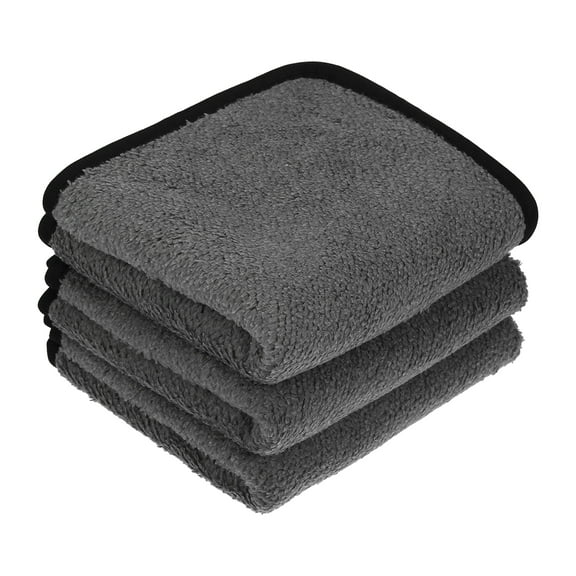 Motoforti Soft Absorbent Auto Care Car Cleaning Towels 23.6"x12" Coral Fleece Gray Yellow 3pcs