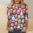 thumbnail image 6 of Kctiaxy 3/4 Length Sleeve Womens tops Happy Easter Graphic Crew Neck T-Shirt Fashion Casual Loose Fitting Top Festival Pullover Tees, 6 of 6