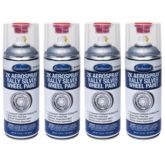 Eastwood 2K Catalyzed Aerospray Durable Finish Rally Wheel Silver Urethane Paint 11.5 oz 4 Pack