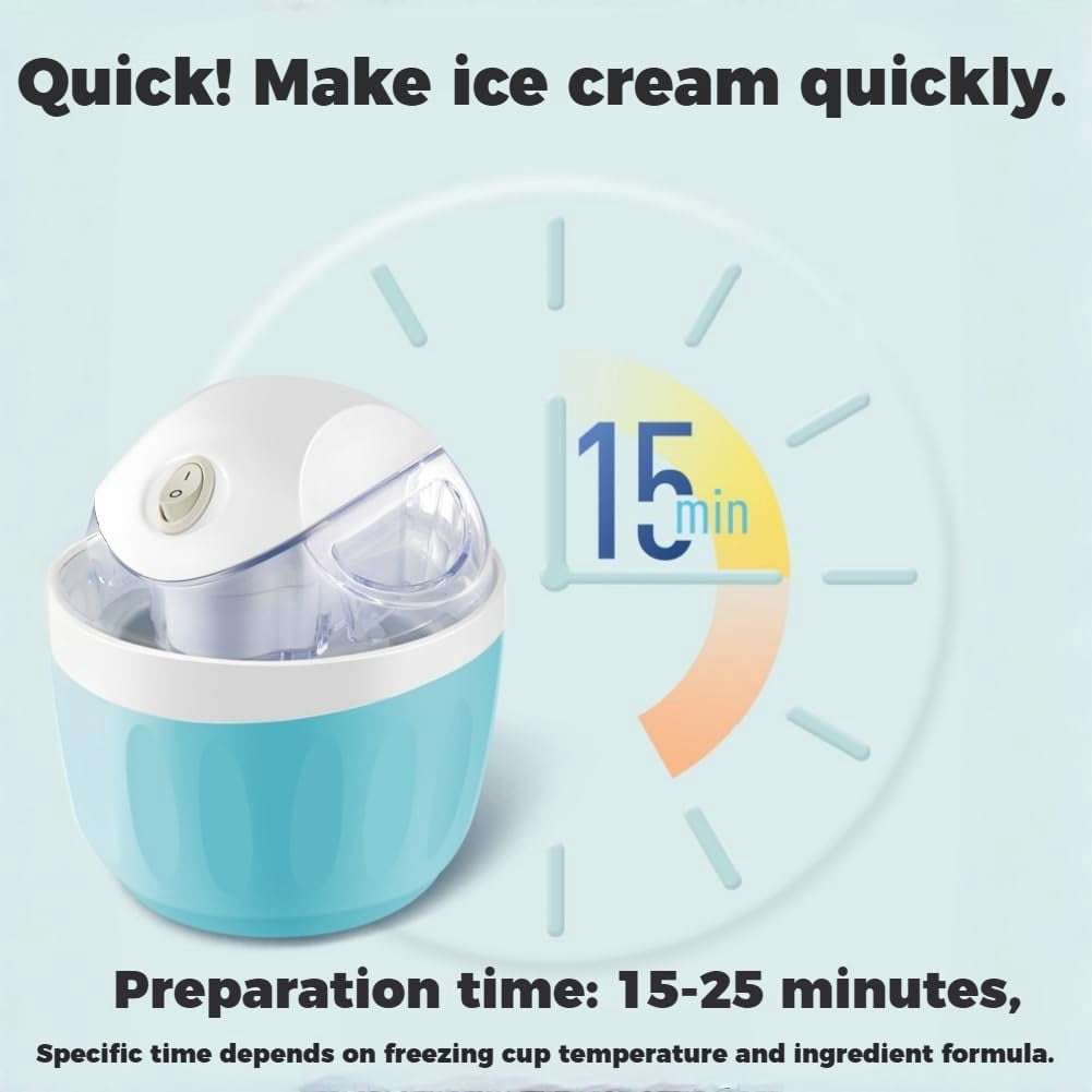 2026 New Small Home Mini Ice Cream Maker, Personal ice cream maker mini, DIY Makes Single Serving of Gelato, Frozen Yogurt with Pre-Freezer Bowl, Easy One-Touch Dessert Maker for Families