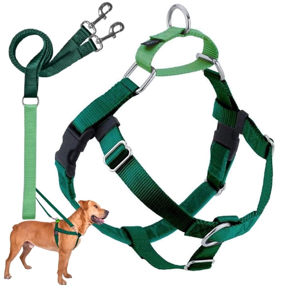 2 Hounds Design Freedom Arnés para perro sin tirones con correa, verde Kelly, grande (1")