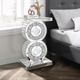 thumbnail image 3 of Crushed Diamond Mirrored End Table, Unique Side Table with Crystal Inlay,Coffee Table for Living Room Bedroom, 3 of 6