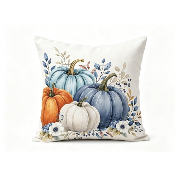 Fall Pumpkin Halloween Floral Throw Pillow Covers Decorative Pillowcase Farmhouse Cushion Cover for Autumn Thanksgiving Couch Sofa Home Decor