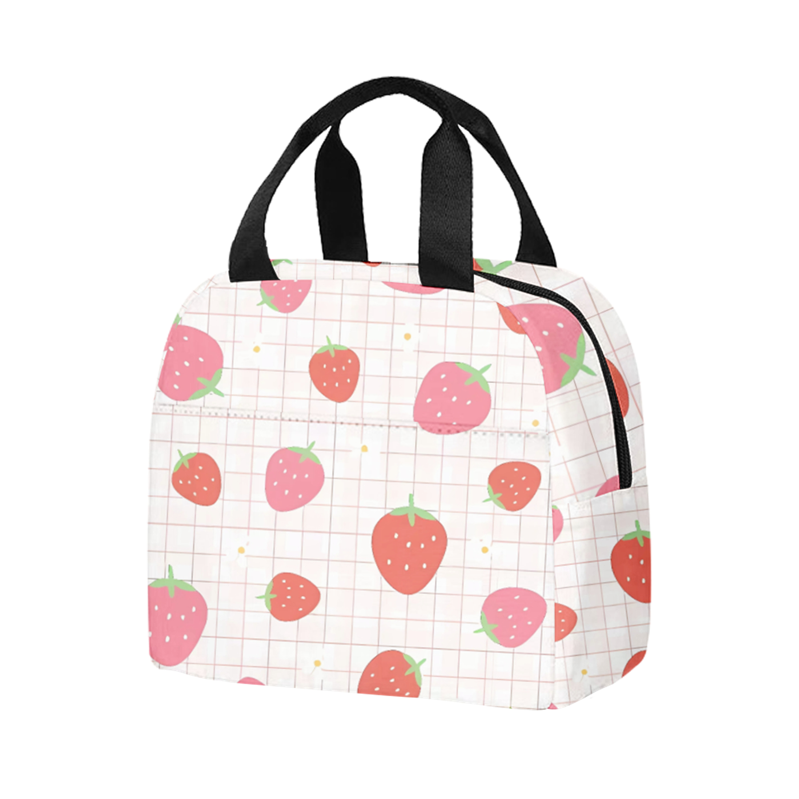 Pretty Strawberry Print Lunch Bag For Women Men Lunch Box Insulated Lunch Container Tote Bag for ...