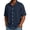 Navy, variant on VgaVtl Knit Mens Turn Down Collar Shirts Button up Summer Short Sleeve Casual Plain Holiday Clothes for Men