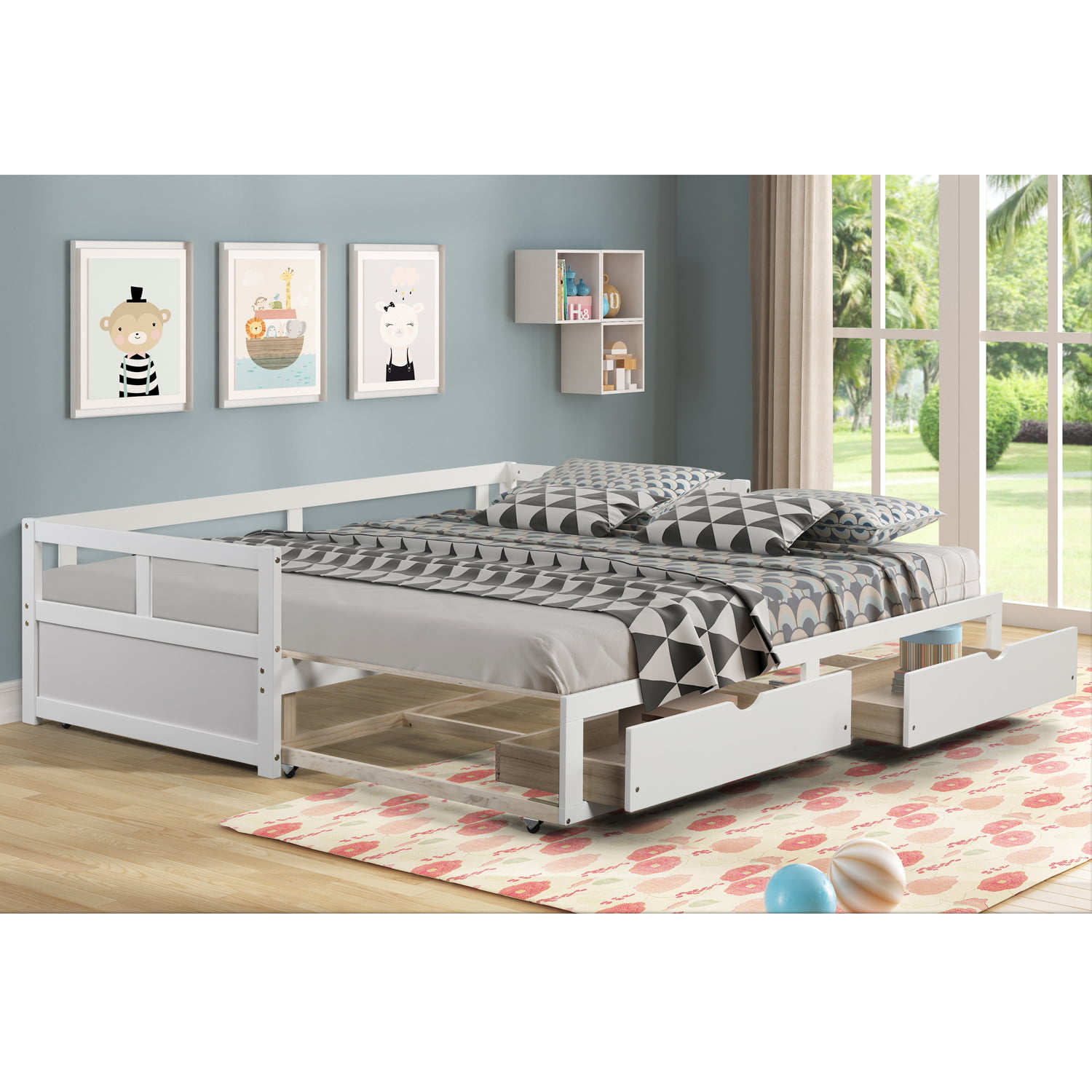 Storage Drawers Bed Frame With Slats, Wayfair Full Bed Frame With Storage
