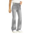 thumbnail image 6 of TIREOW Girls Daily Denim Bell Bottom Pants Slim Fit Solid Color Casual Flared Jeans Pants Elastic Waist Flared Trousers(Light Ashy,13-14 Years), 6 of 6