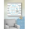 thumbnail image 3 of Personalized Canvas Birth Announcement Nursery Decor Gift, Lovebird Design, Custom Name, Date, Weight & Length, Unique Boys & Girls Baby Shower Wall Art Presents, Color Gray # 4, Size - 30x30, 3 of 5