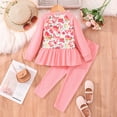 thumbnail image 4 of YTDSCS 2Pcs Kids Baby Toddler Spring Fall Clothing Set for Girls 3-7T Little Girl Floral Long Sleeve Pullover Top +leggings Pants Set Casual Sweatshirt Leggings Outfits, 4 of 7