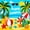 Yellow Blue, variant on Castle Fairy Cute Cartoon Summer Surf Girl Twin Comforter Sets 2pcs,Shark Palm Bubble Kids Beach Art Bedding Set,Bright Cyan,Reversible,1 Comforter and 1 Pillowcase