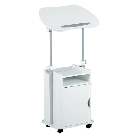 Techni Mobili Adjustable Laptop Cart – White Rolling Desk with Storage  Height Adjustable Sit/Stand Workstation