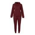 thumbnail image 6 of Sweatsuits for Women Set 2 Piece Jogging Outfits Long Sleeve Hoodie Sweatshirt Sweatpants Tracksuit Wine M, 6 of 7