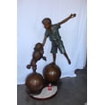 thumbnail image 4 of Nifao Boy and poodle balancing circus stars bronze statue – Outdoor Garden Decor Sculpture, 38"L x 27"W x 55"H, 4 of 11