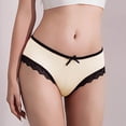 thumbnail image 6 of ZACPNCV Womens Low Rise Bikini PNones Solid Color Lace Trim Bow Detail Sheer Soft Stretchy Comfort Underwear, 6 of 6