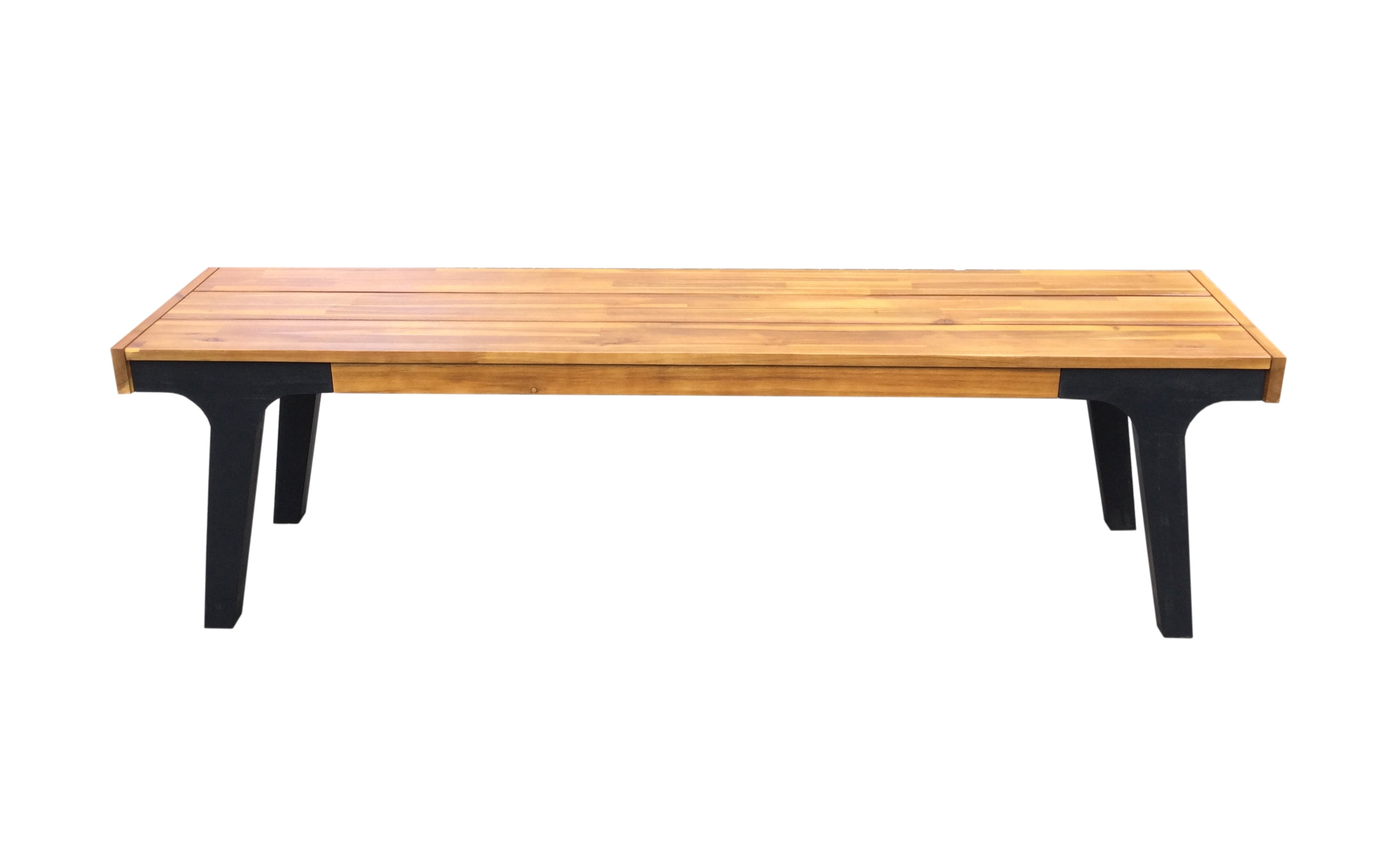 Outdoor Dining Bench Set of 2, Acacia Wood Slatted Rest Bench for Patio Garden, Teak