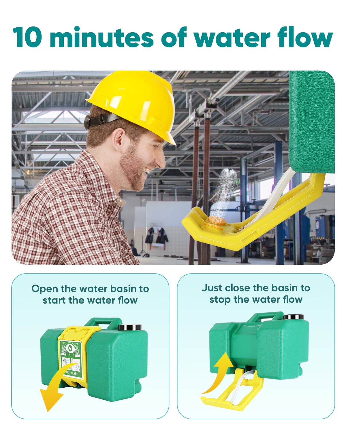 Portable Eyewash Station 8-Gallon OSHA Approved Wall-Mounted Gravity-Flow Indoors and Out, 30L Refillable Eyewash Station Heavy Duty Emergency Eye Wash Lasting for 10 Minutes